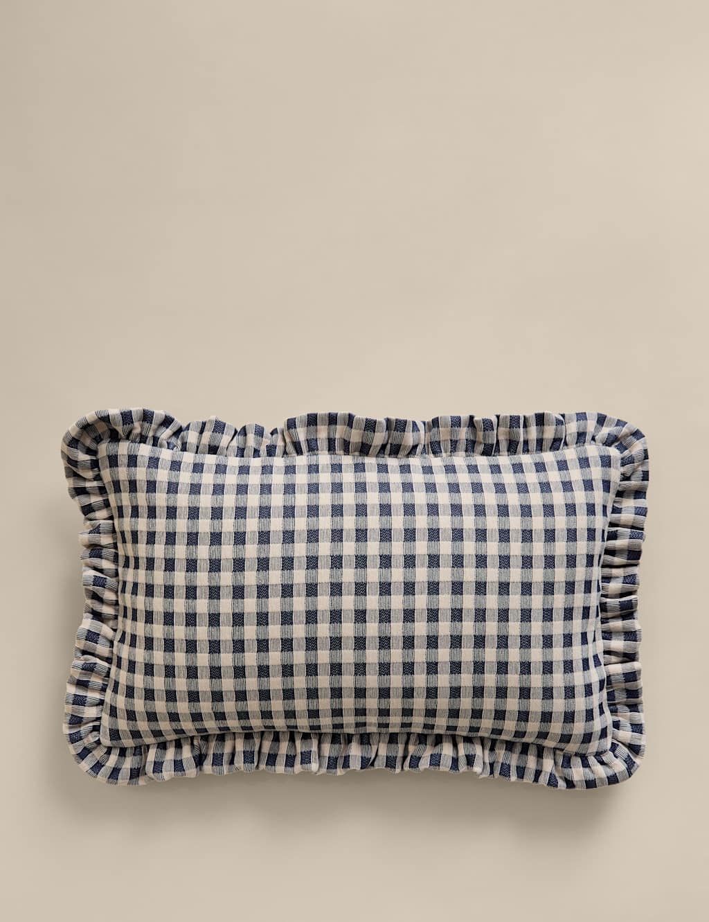 M&S Chenille Woven Gingham Bolster Cushion - Blue Mix