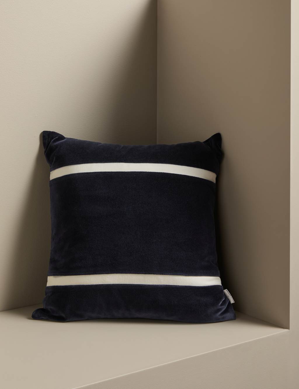 M&S X Kelly Hoppen Pure Cotton Double Stripe Cushion - Navy Mix