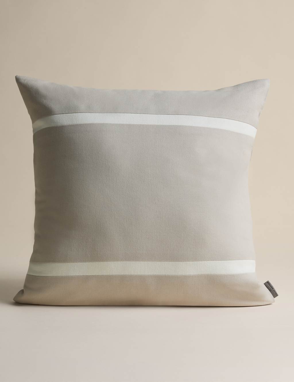 M&S X Kelly Hoppen Velvet Double Stripe Cushion - Taupe Mix
