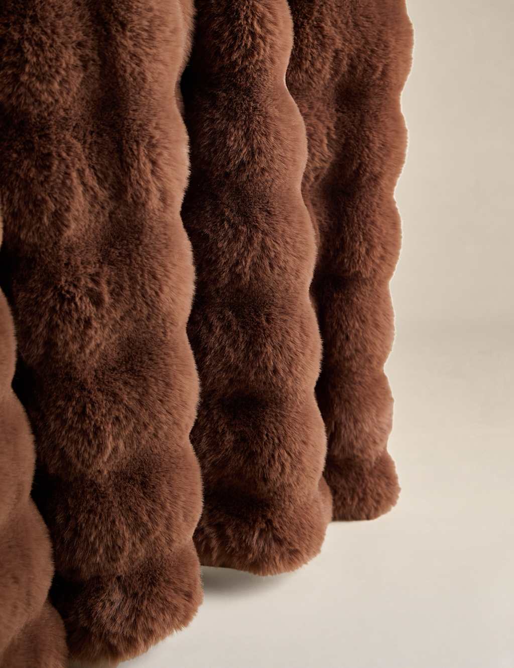 M&S Bubble Faux Fur Throw Brown