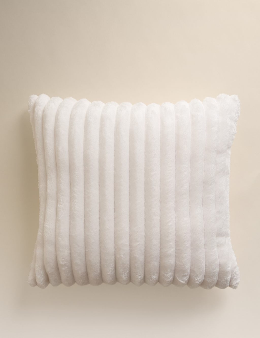 M&S Fleece Ribbed Cushion Cream