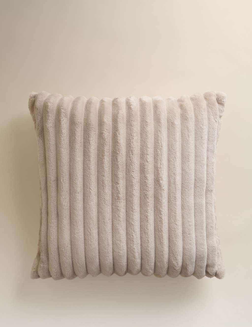 M&S Fleece Ribbed Cushion Neutral