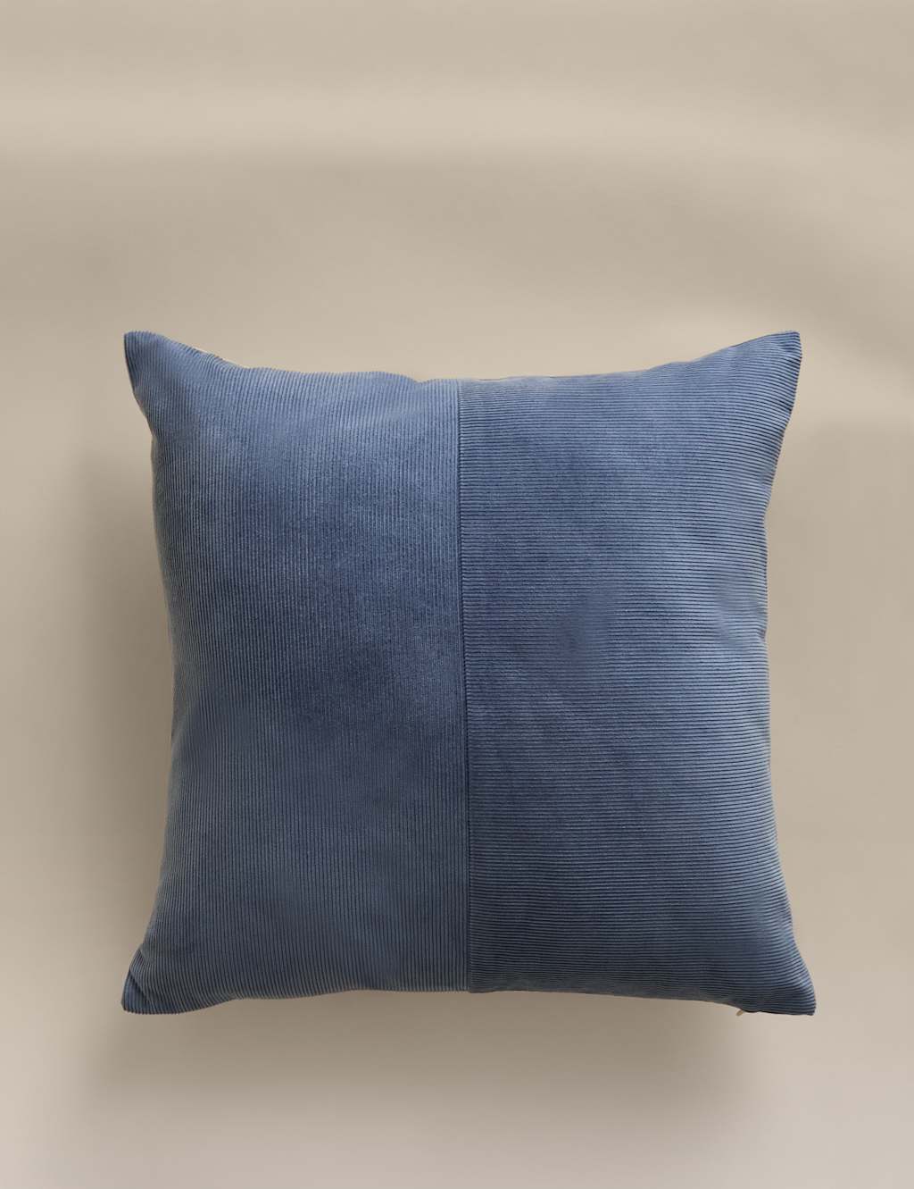 M&S Pure Cotton Washed Cord Cushion - Blue