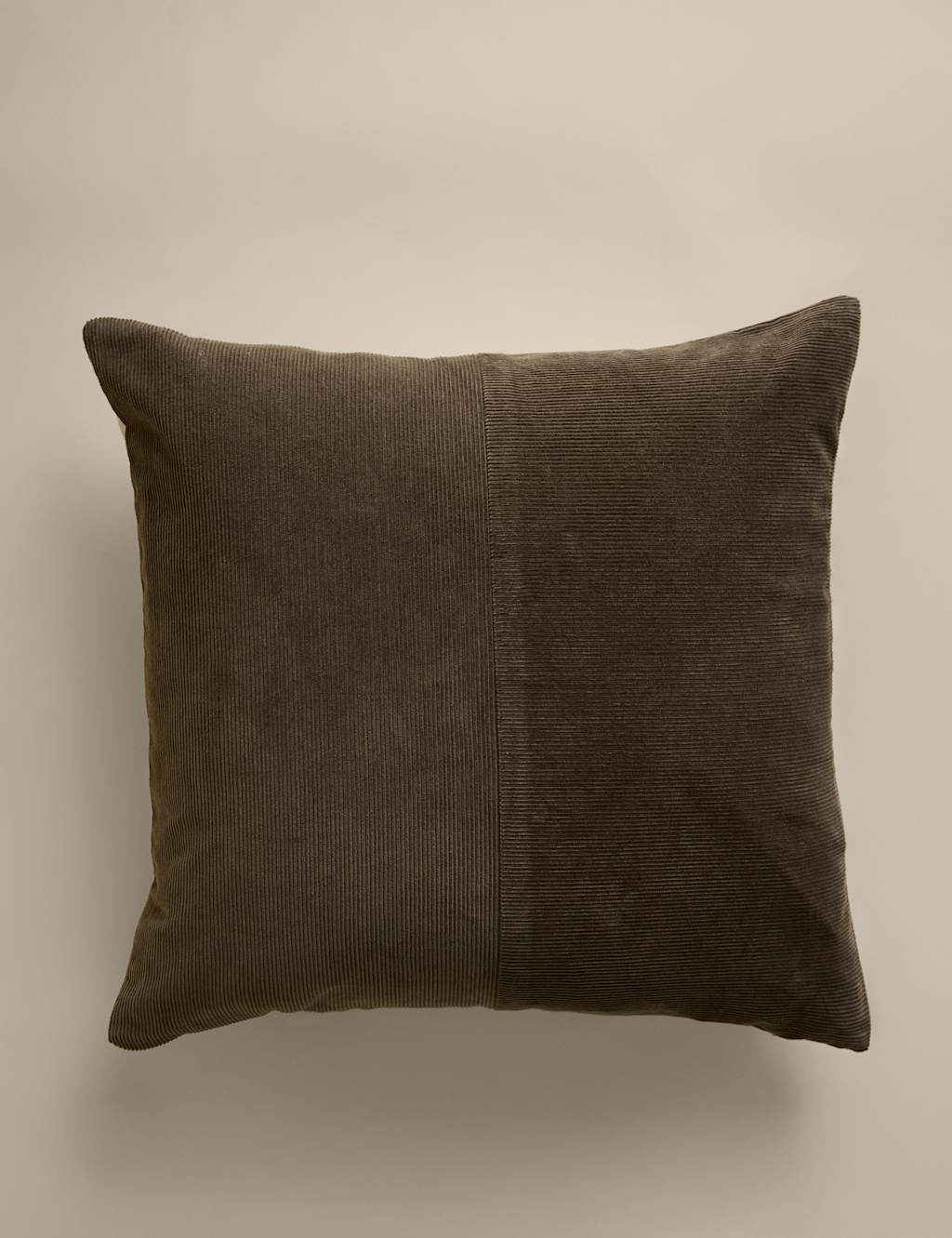M&S Pure Cotton Washed Cord Cushion - Khaki