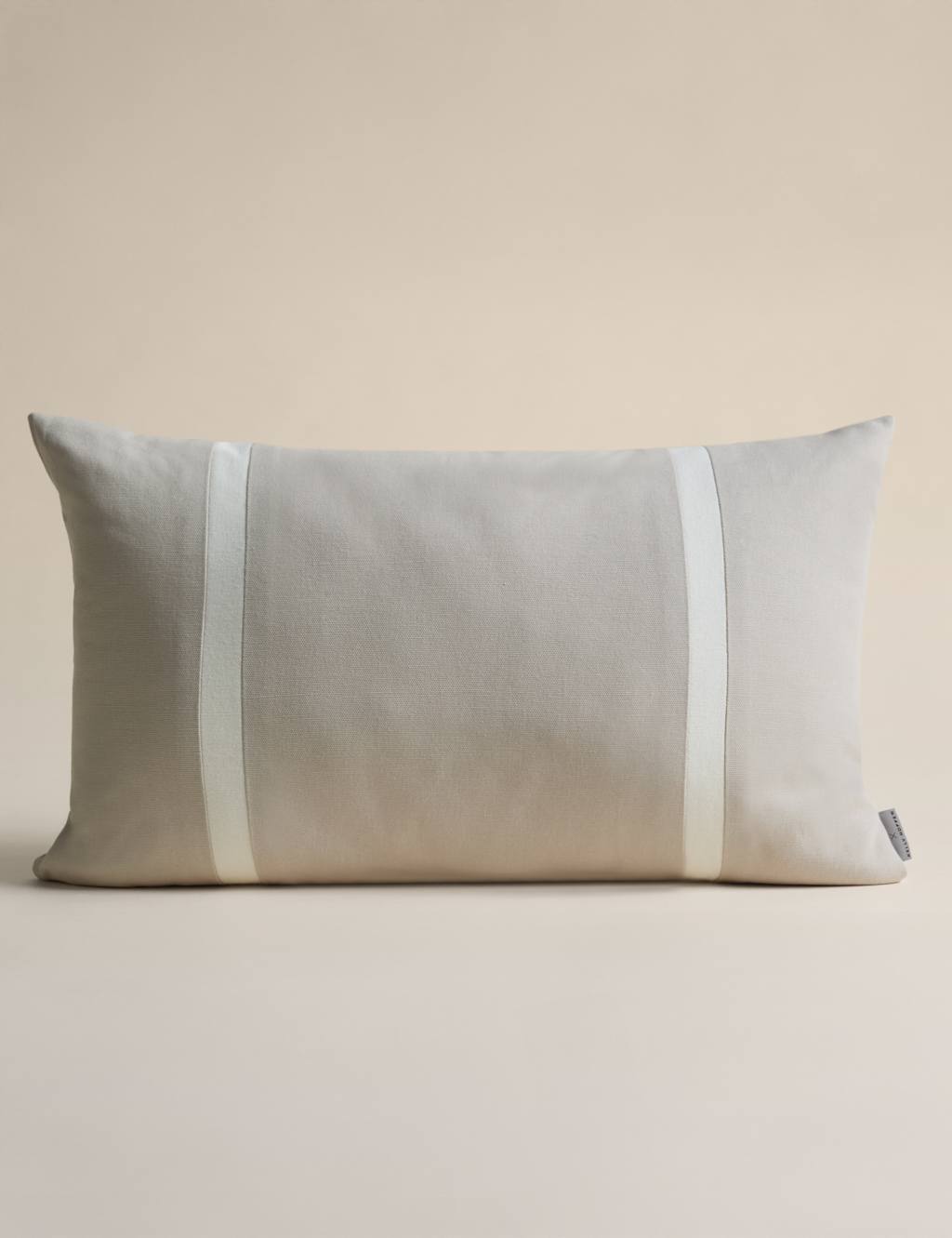 M&S X Kelly Hoppen Velvet Double Stripe Bolster Cushion - Taupe Mix