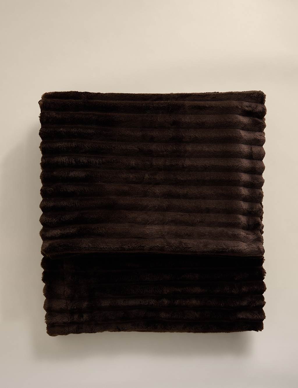 M&S Fleece Ribbed Throw Chocolate