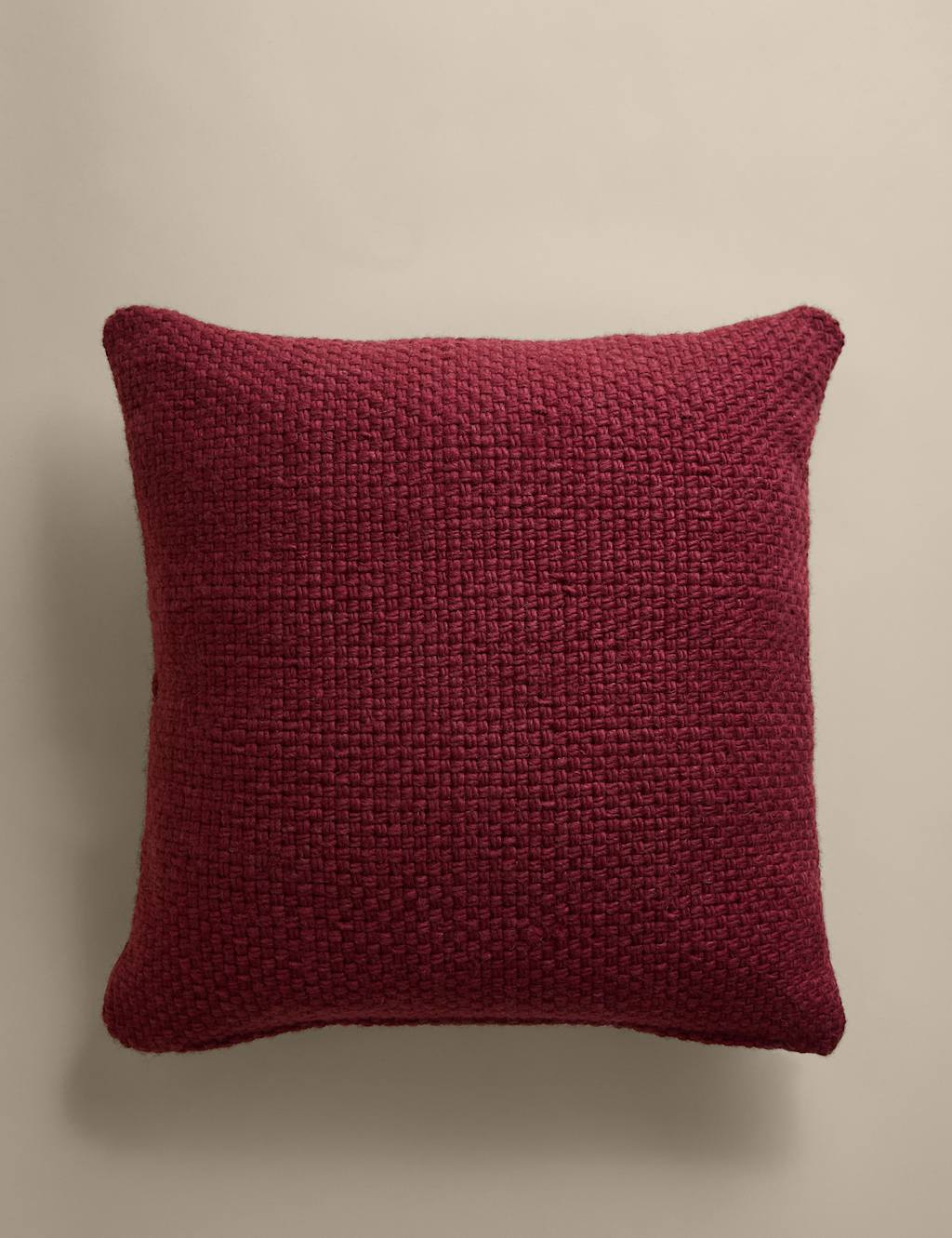 M&S Pure Wool Basket Weave Cushion Red