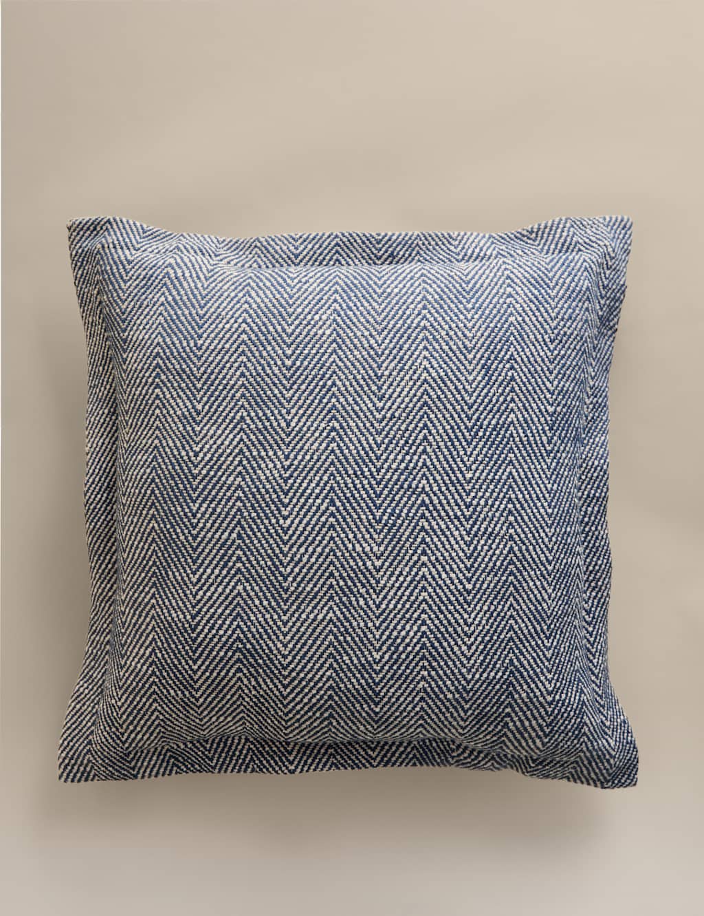 M&S Pure Cotton Herringbone Cushion Slate Blue