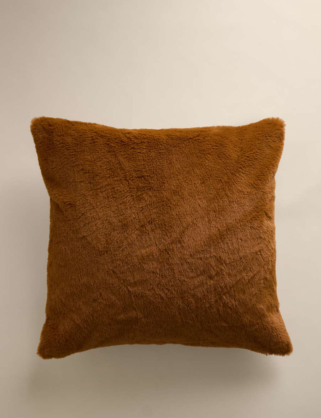 M&S Supersoft Faux Fur Cushion Spice