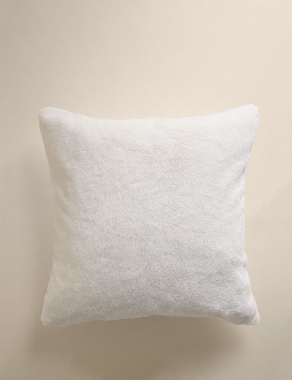 M&S Supersoft Faux Fur Cushion Cream