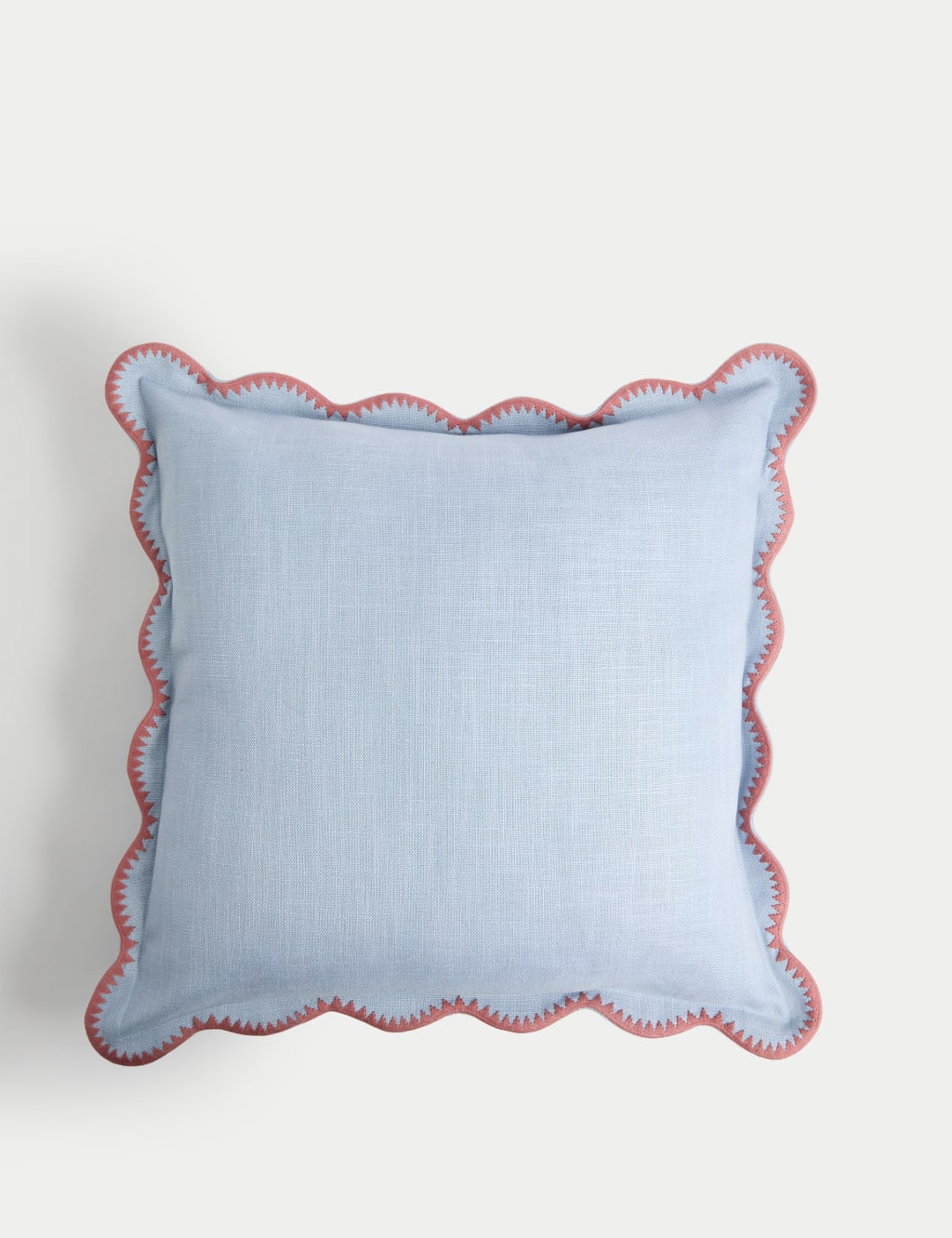 Pure Cotton Large Embroidered Scallop Cushion