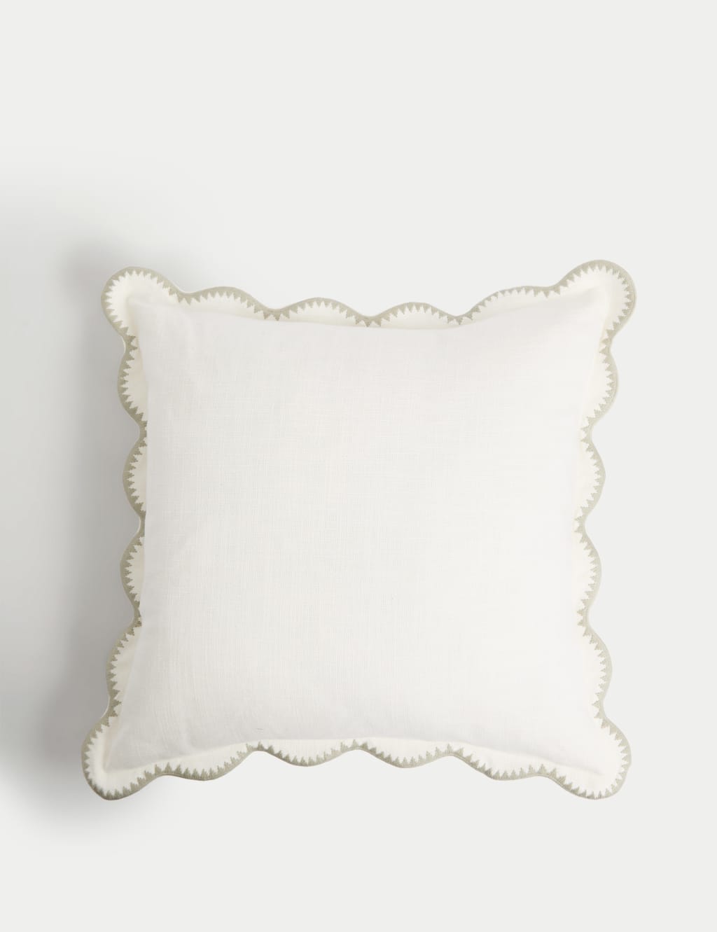 Pure Cotton Large Embroidered Scallop Cushion