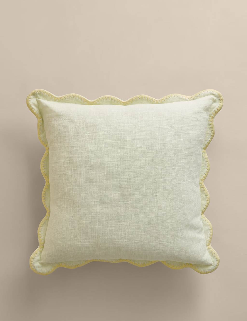 M&S Pure Cotton Large Embroidered Scallop Cushion - Yellow