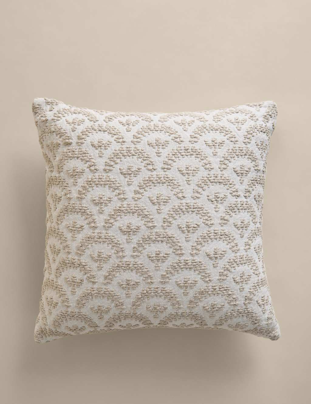 M&S Pure Cotton Fan Jacquard Cushion Natural Mix