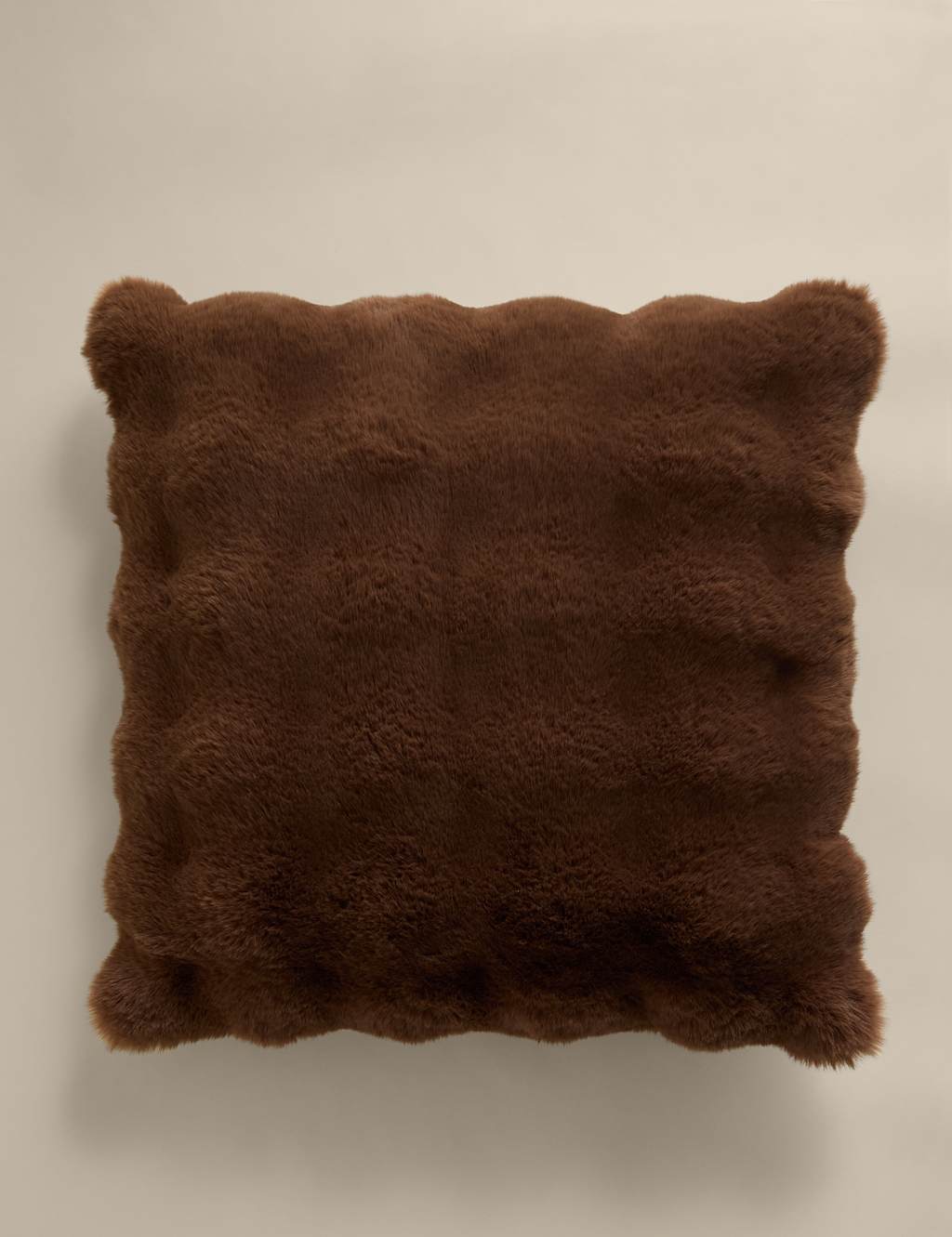 M&S Faux Fur Bubble Cushion Brown