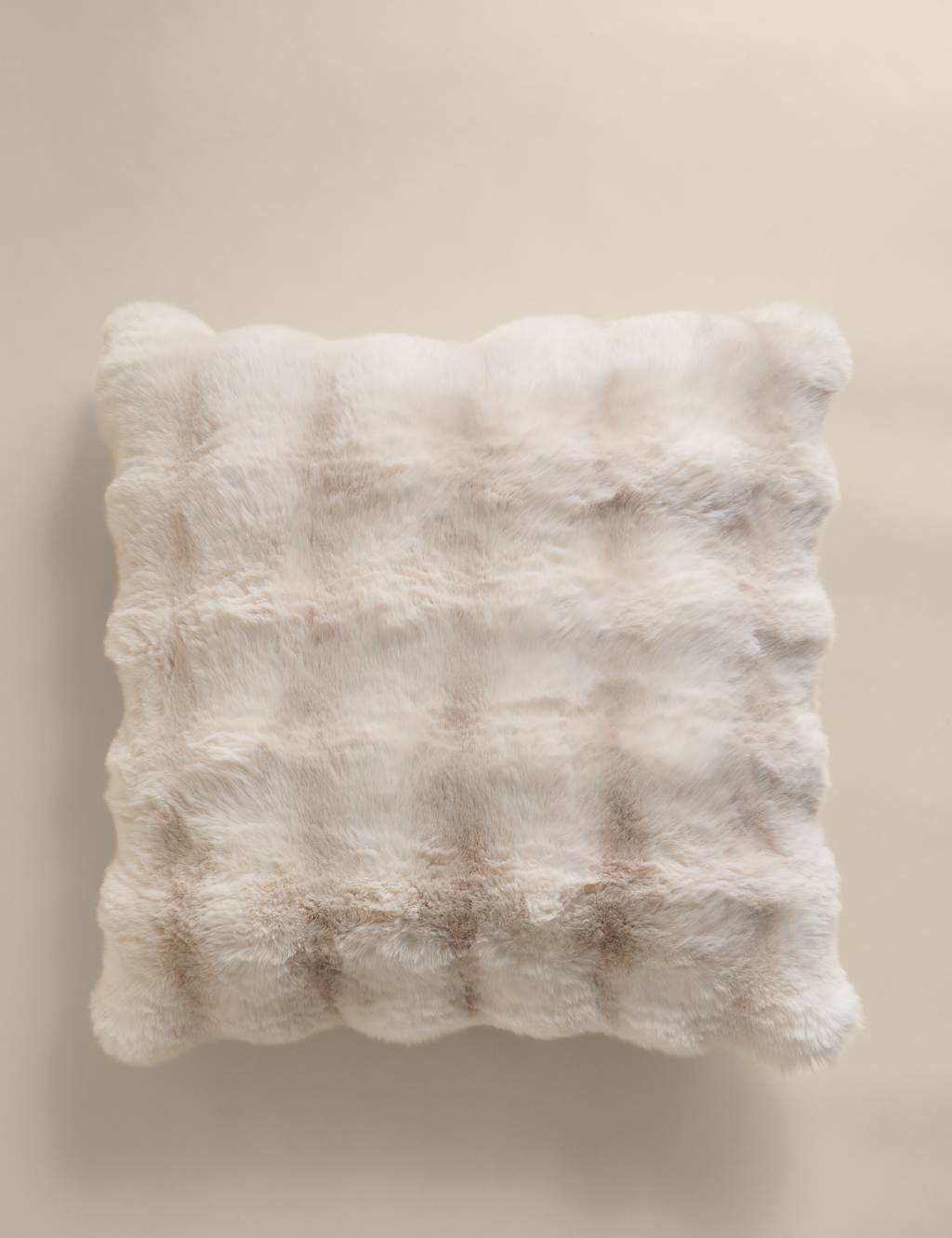 M&S Faux Fur Bubble Cushion Neutral
