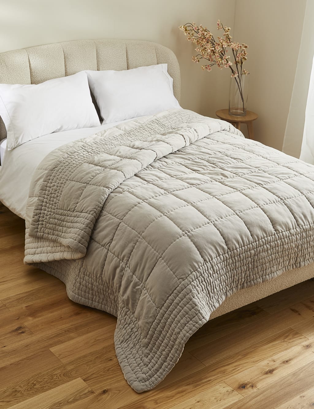 Cotton Velvet Quilted Bedspread