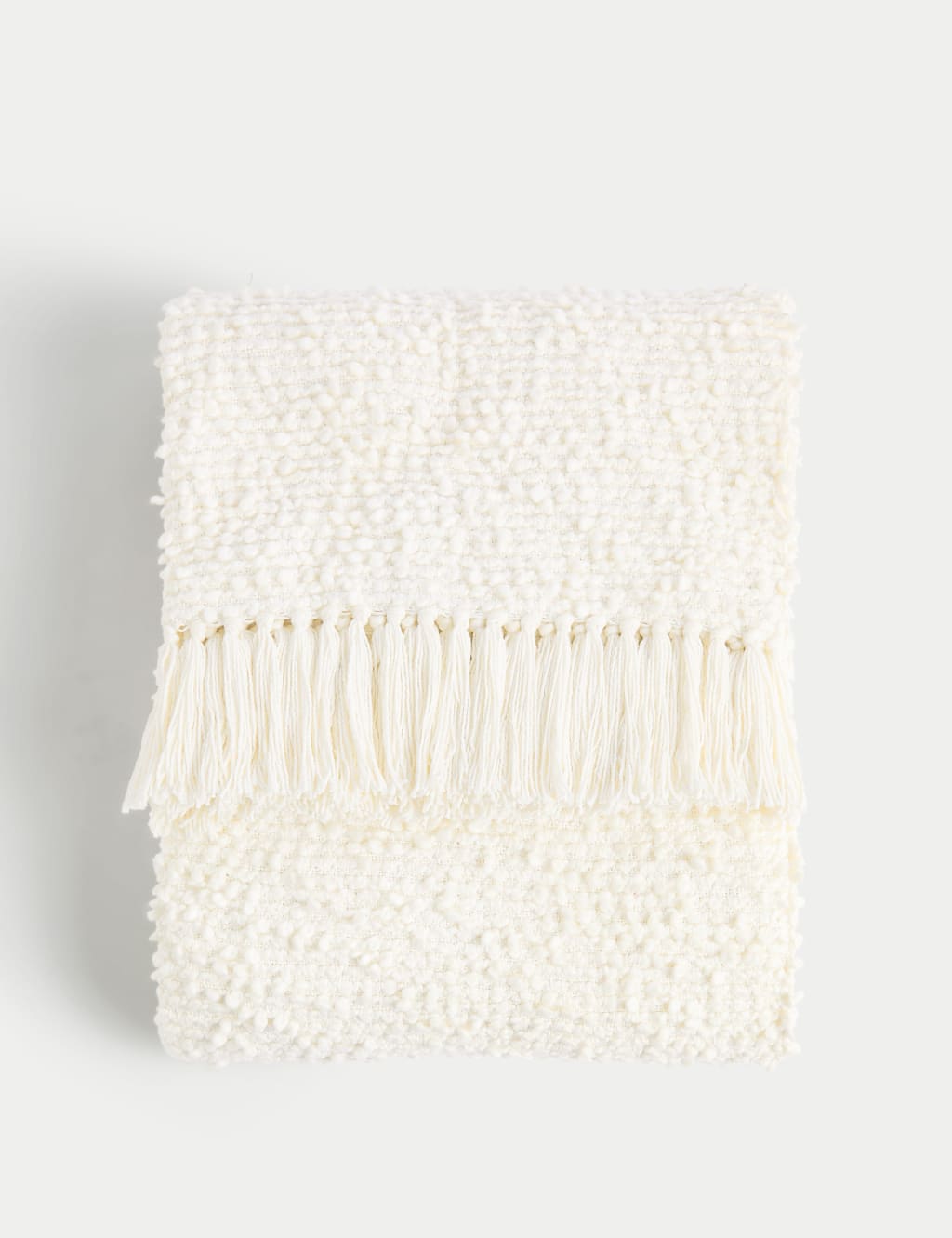 M&S Pure Cotton Boucl Throw Cream