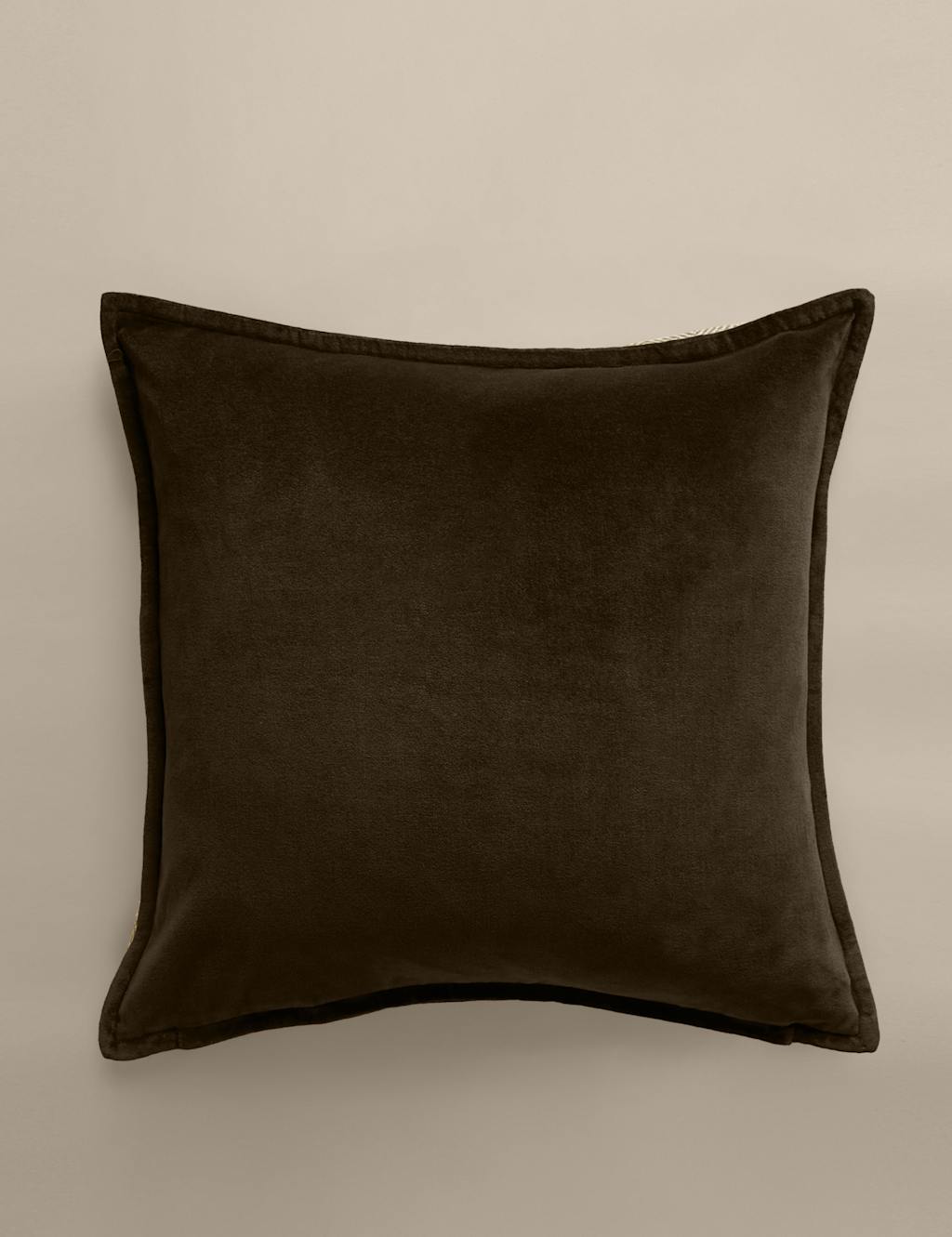 M&S Pure Cotton Velvet Cushion Cover Dark Green