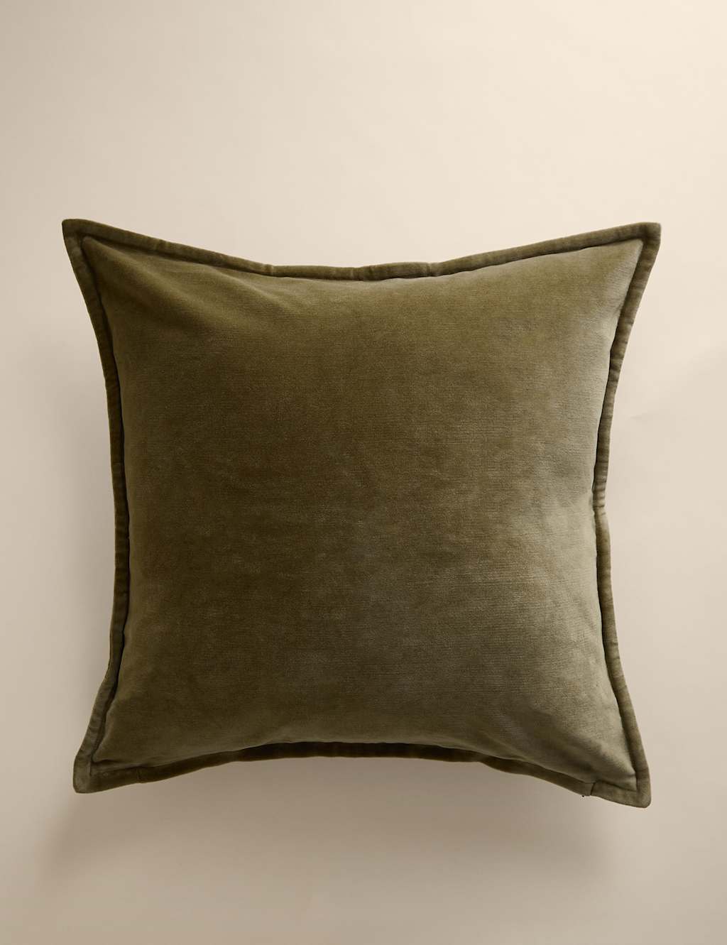 M&S Pure Cotton Velvet Cushion Cover Olive