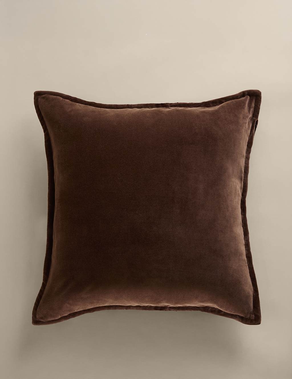 M&S Pure Cotton Velvet Cushion Cover Chocolate