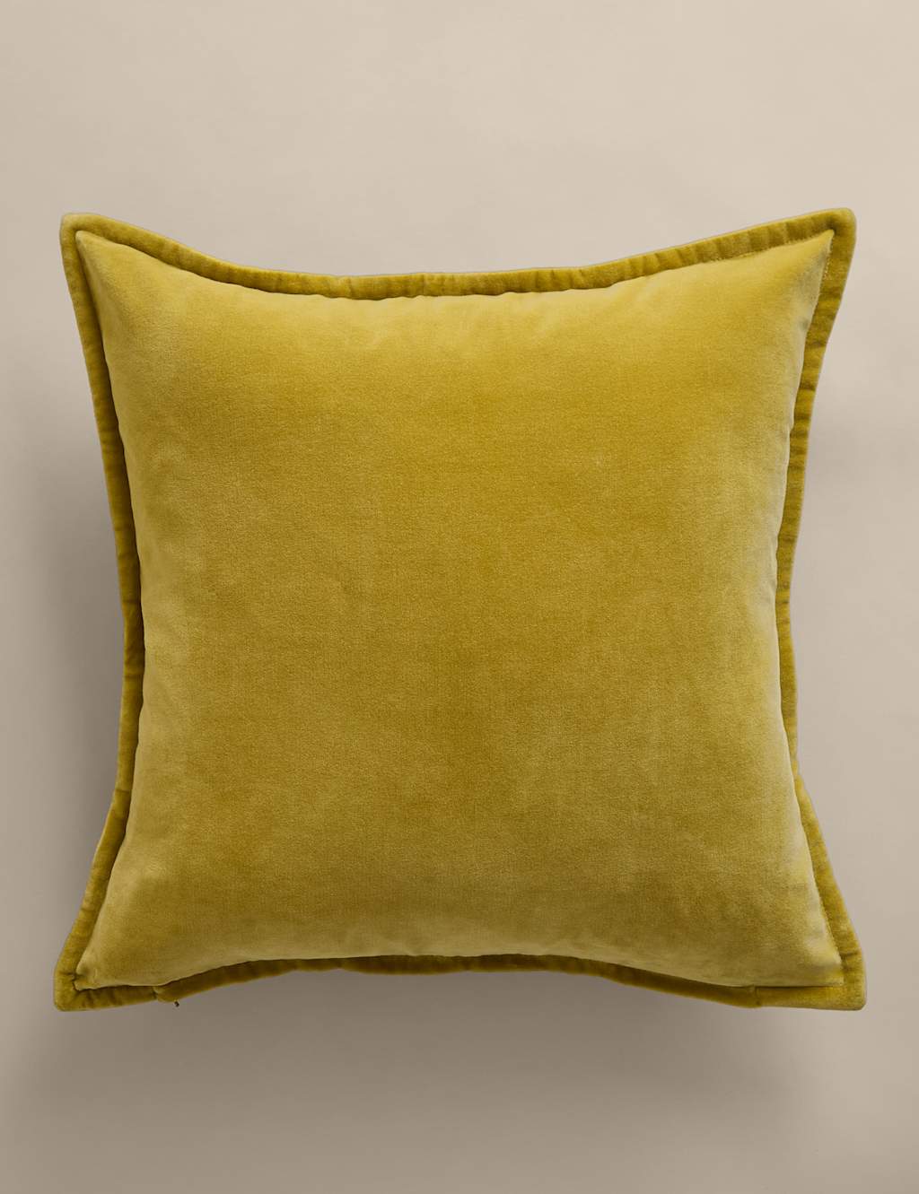 M&S Pure Cotton Velvet Cushion - Chartreuse