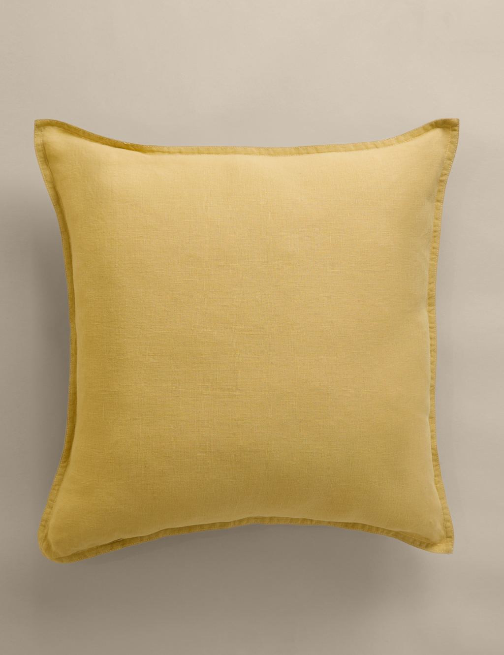 M&S Pure Linen Cushion - Yellow