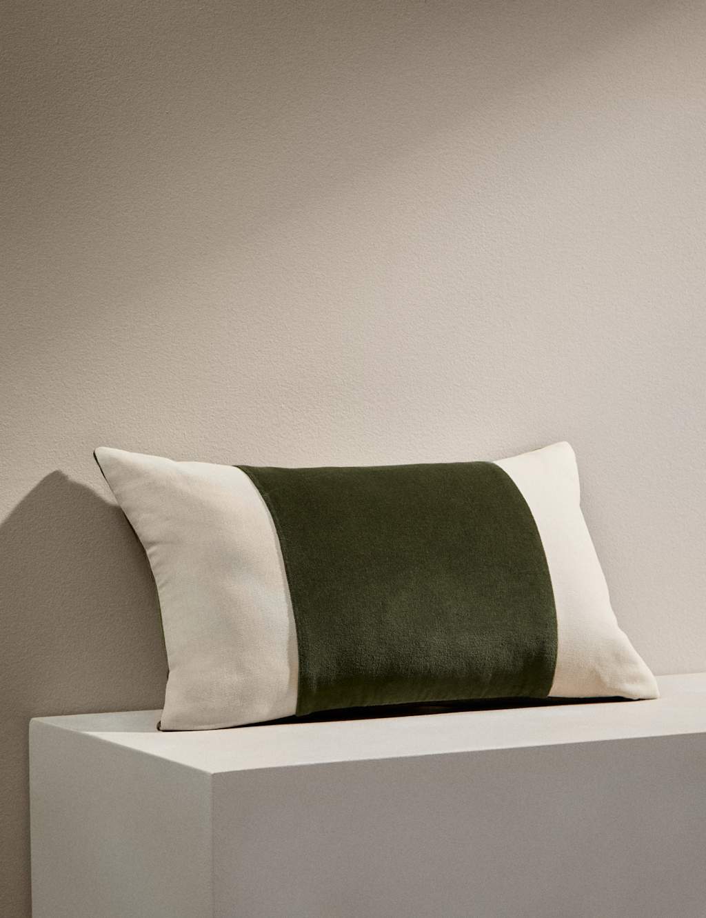 M&S X Kelly Hoppen Velvet Panel Bolster Cushion Green Mix