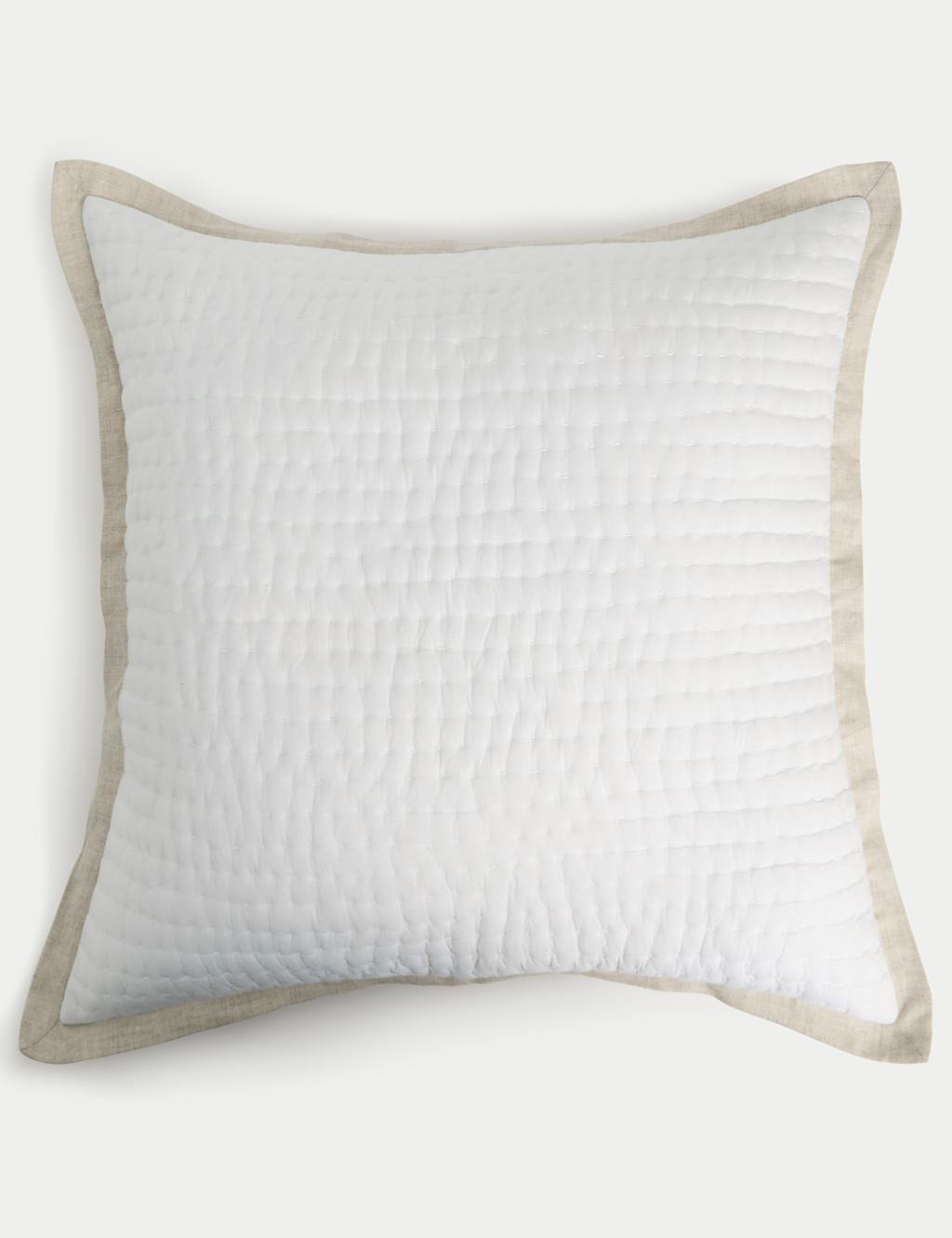 Linen Border Large Quilted Cushion