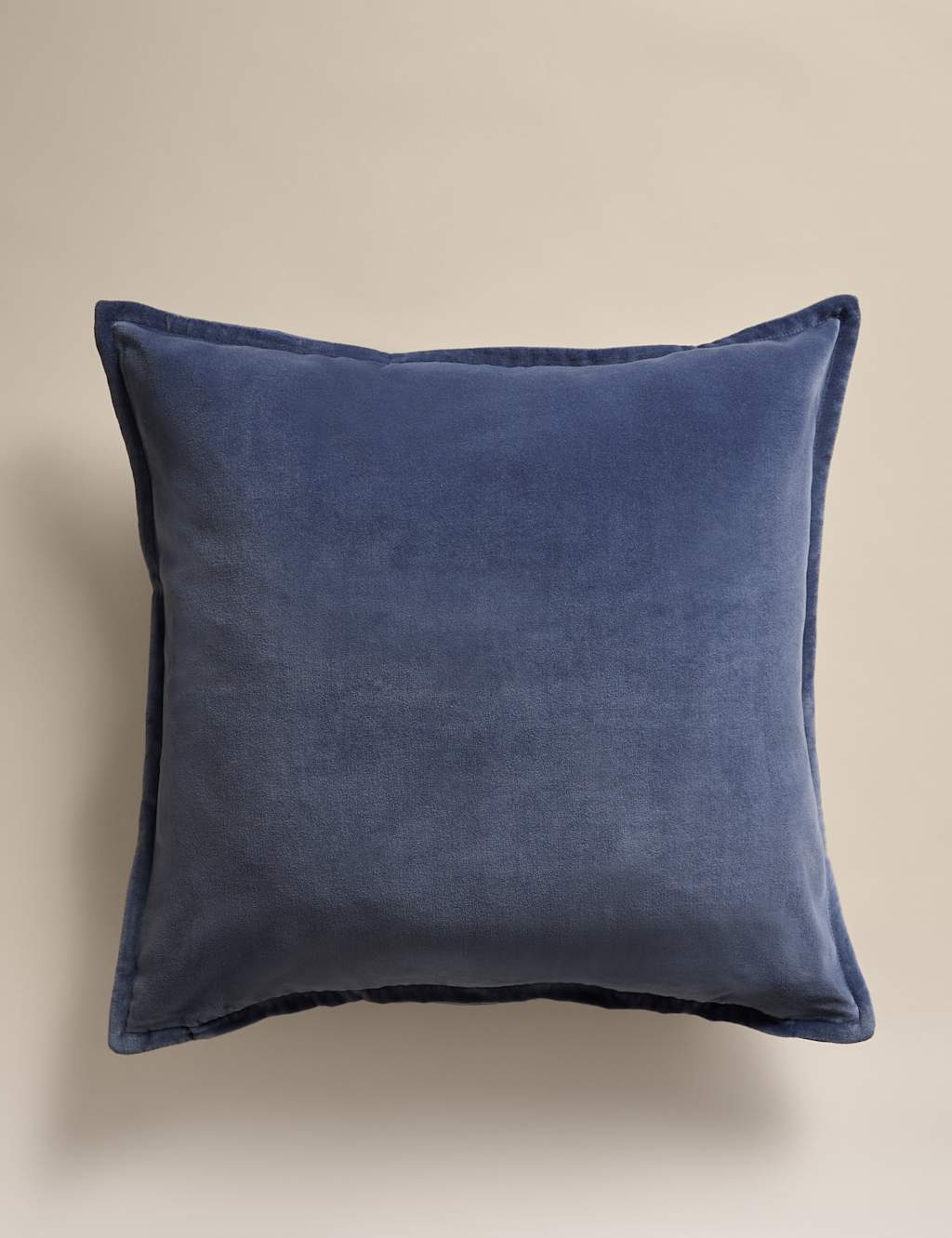 M&S Pure Cotton Velvet Cushion - Slate Blue