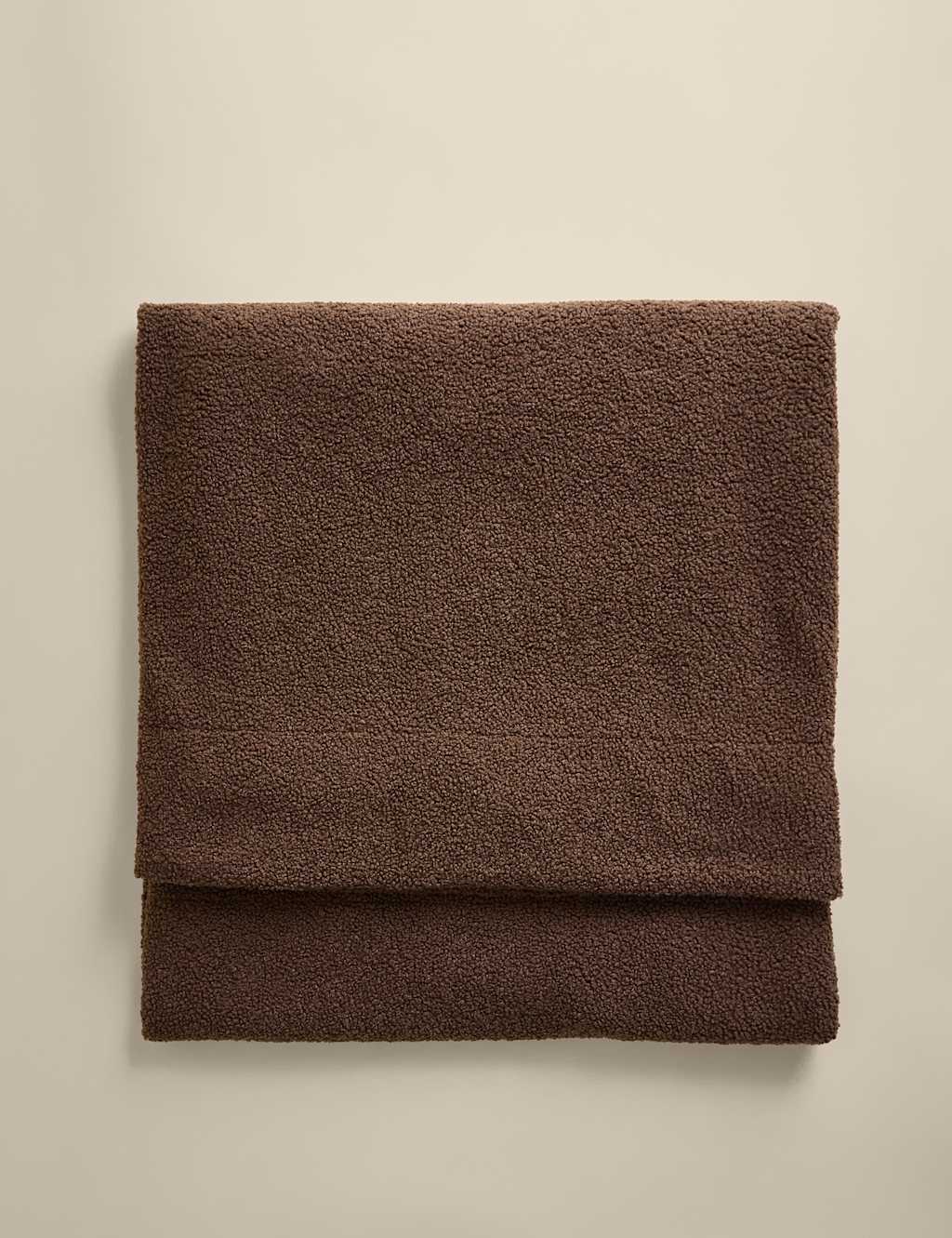 M&S Borg Fleece Throw Brown