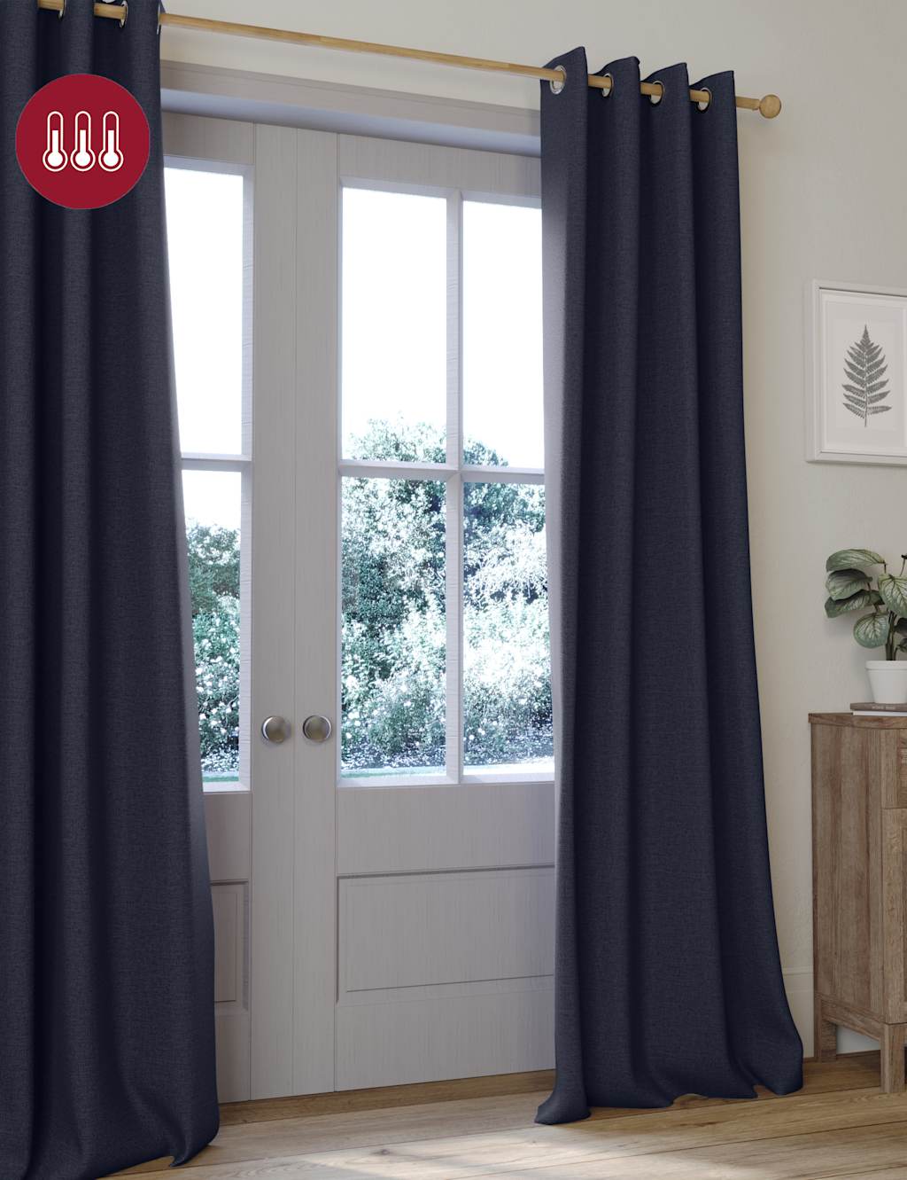 Brushed Eyelet Blackout Thermal Curtains