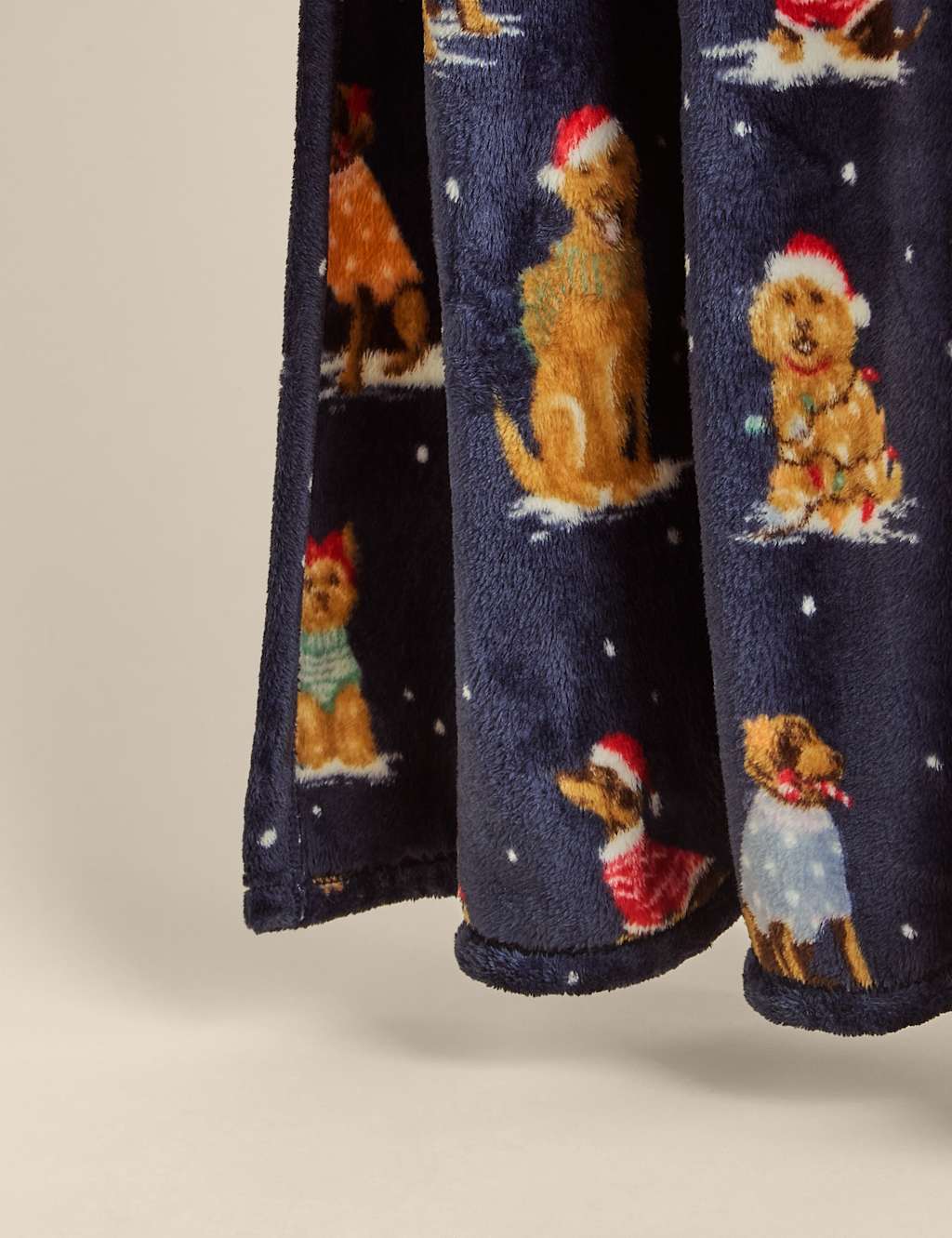 M&S Soft Fleece Dog Print Throw Blue Mix