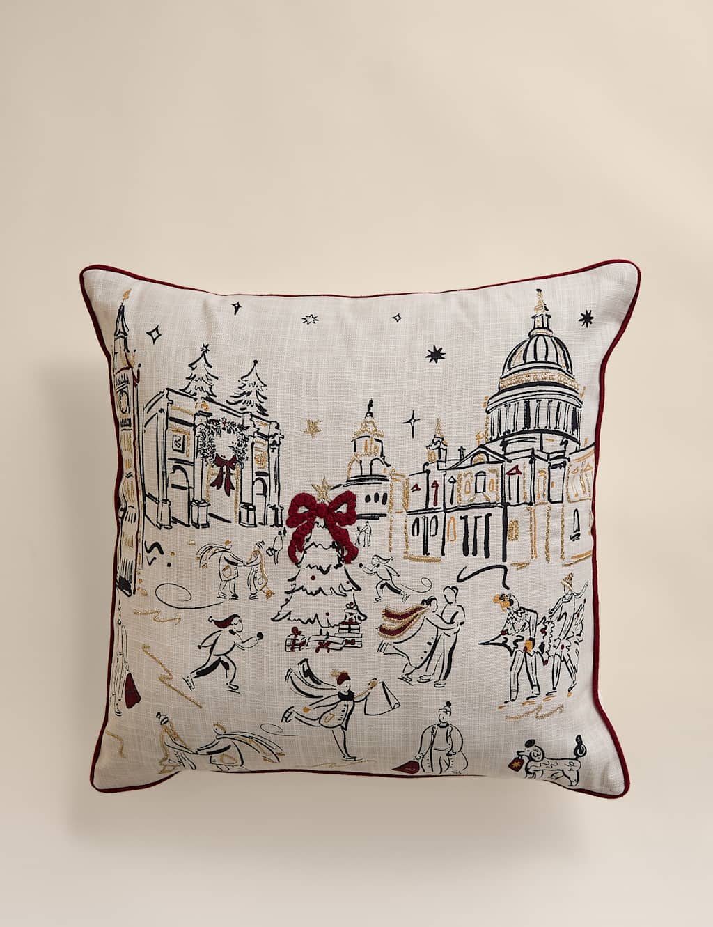 M&S Pure Cotton Townhouse Cushion Multi/Neutral