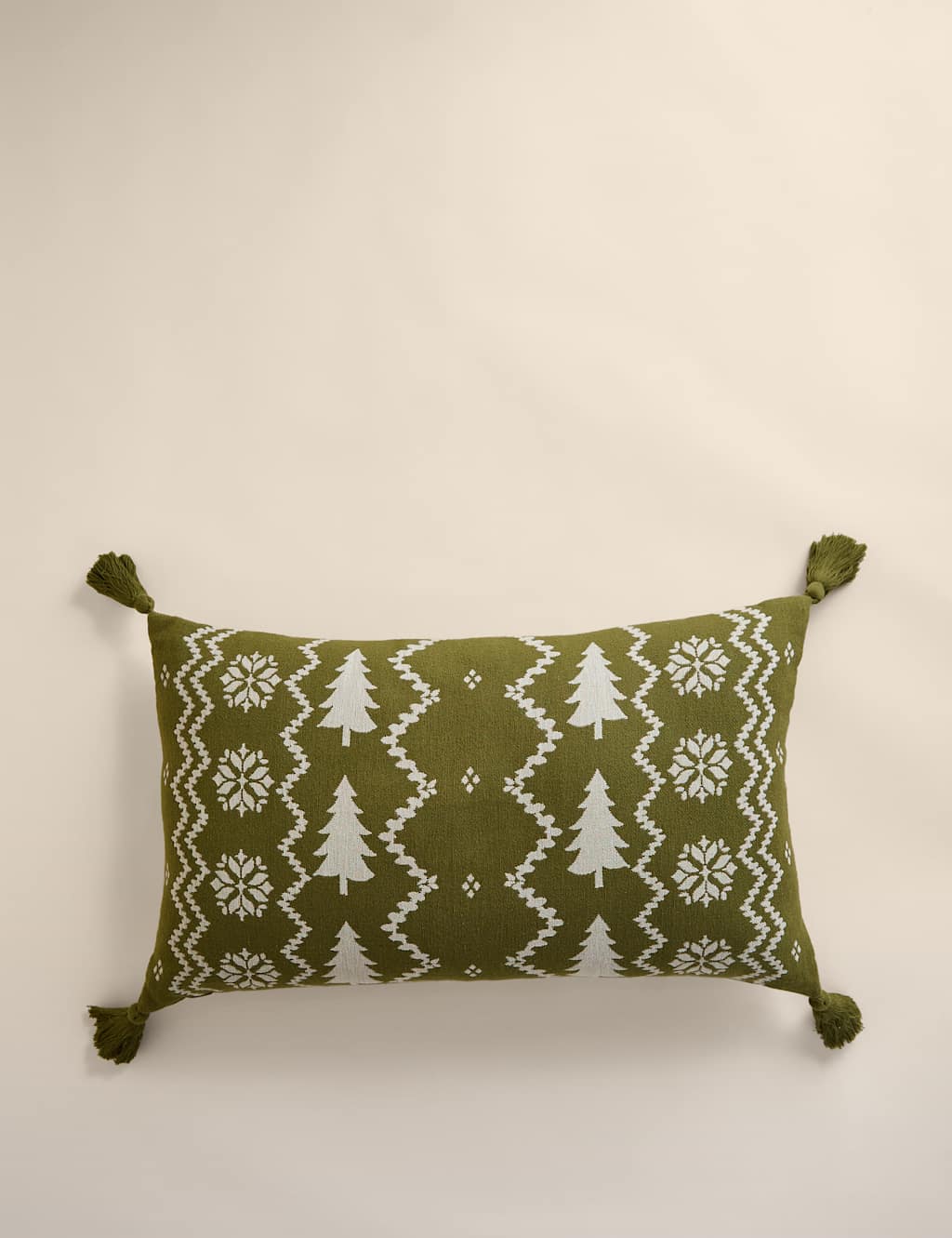 M&S Pure Cotton Knitted Bolster Cushion Green