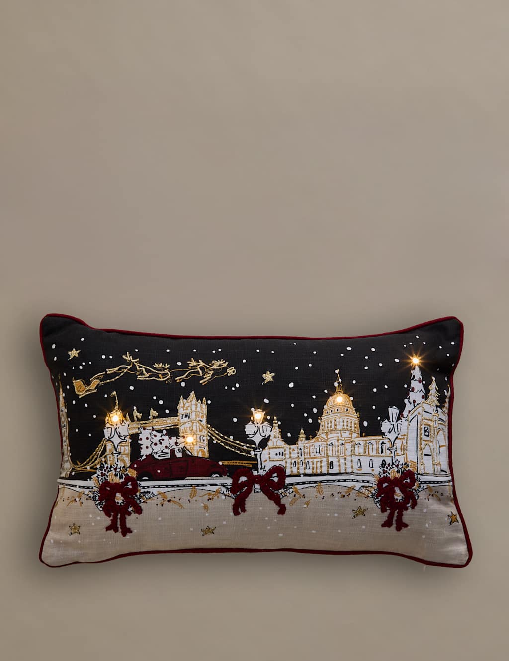 M&S Light Up Townhouse Bolster Cushion Multi/Neutral