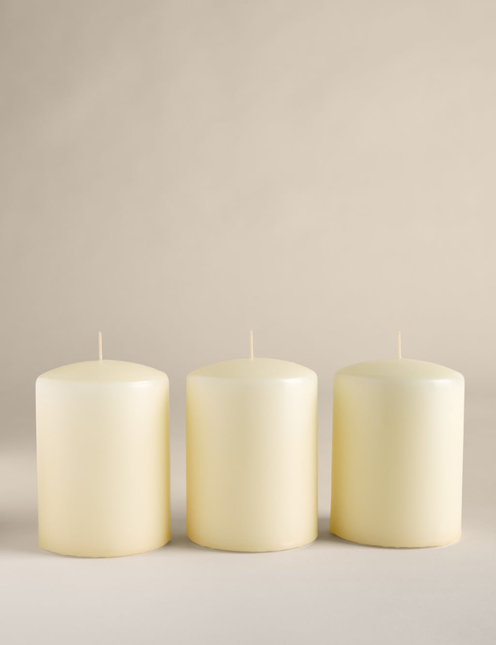 M&S Set of 3 Small Pillar Candles White