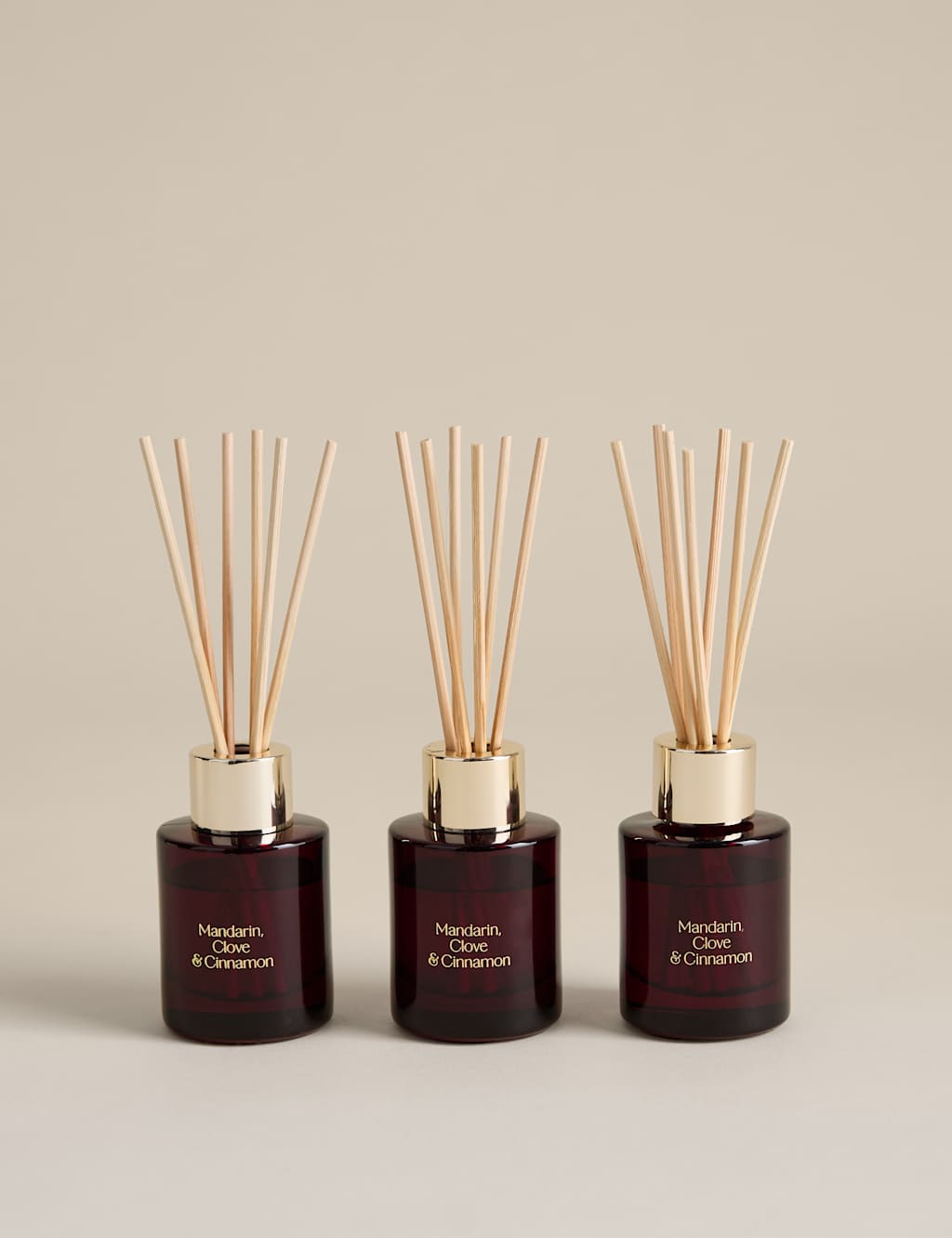 M&S Set of 3 Mandarin Clove & Cinnamon Mini Diffusers Red Mix