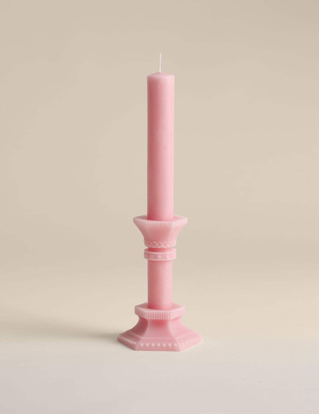 M&S Large Candelabra Pillar Candle Pink