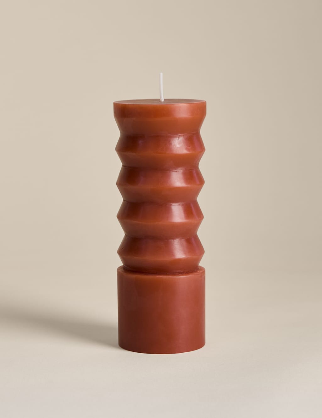 M&S Retro Pillar Candle Terracotta