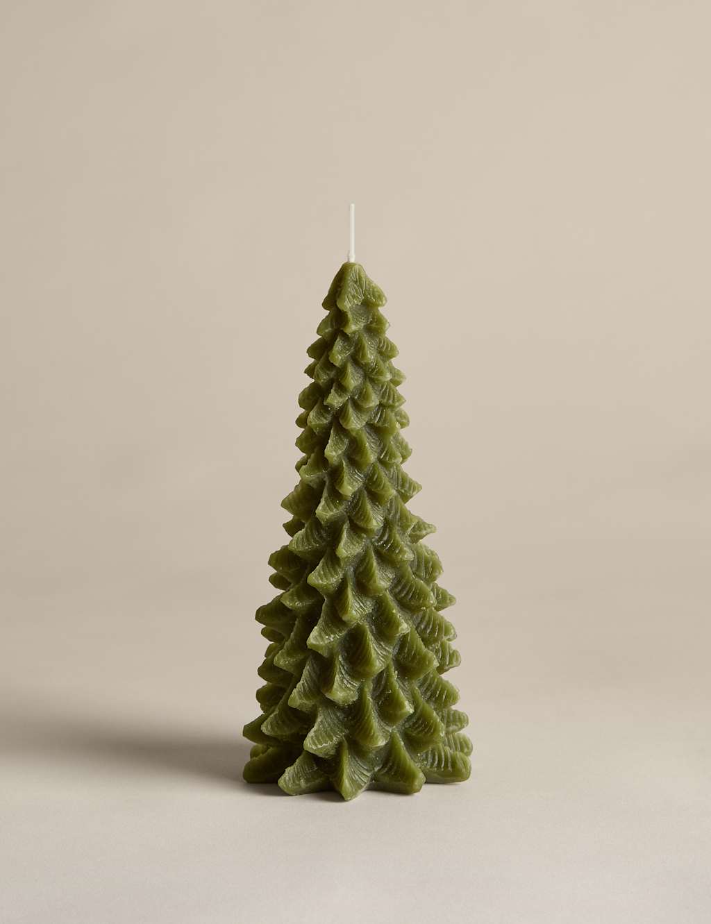 M&S Cosy Christmas Large Tree Candle Green