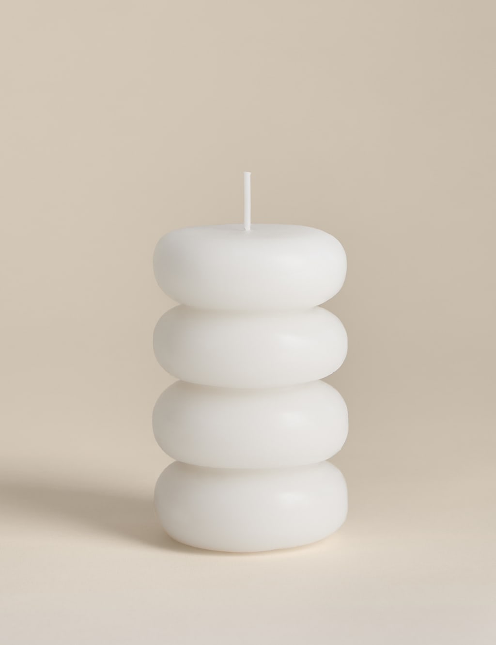 M&S Retro Button Bobble Pillar Candle White