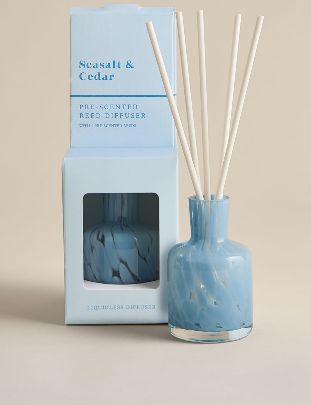 M&S Seasalt & Cedar Pre-Scented Reed Diffuser - Blue Mix