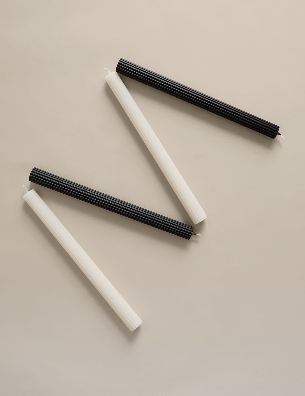 M&S Set of 4 Mono Dinner Candles Neutral