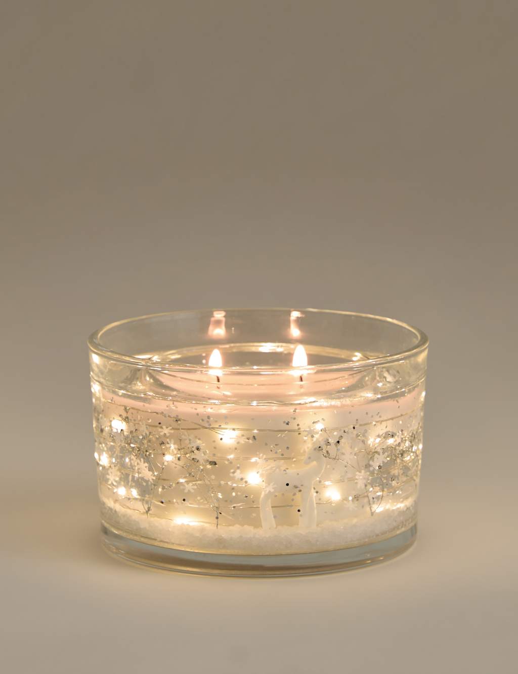 Marks & Sparkle Silver 2 Wick Light Up Candle Multi