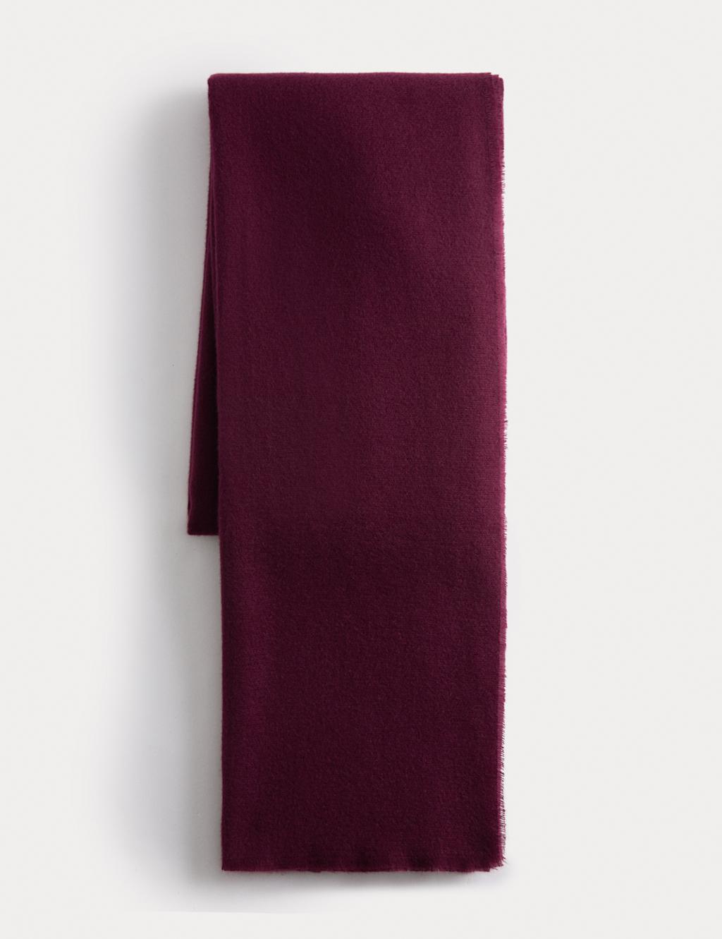 M&S Lightweight Fringed Scarf Berry