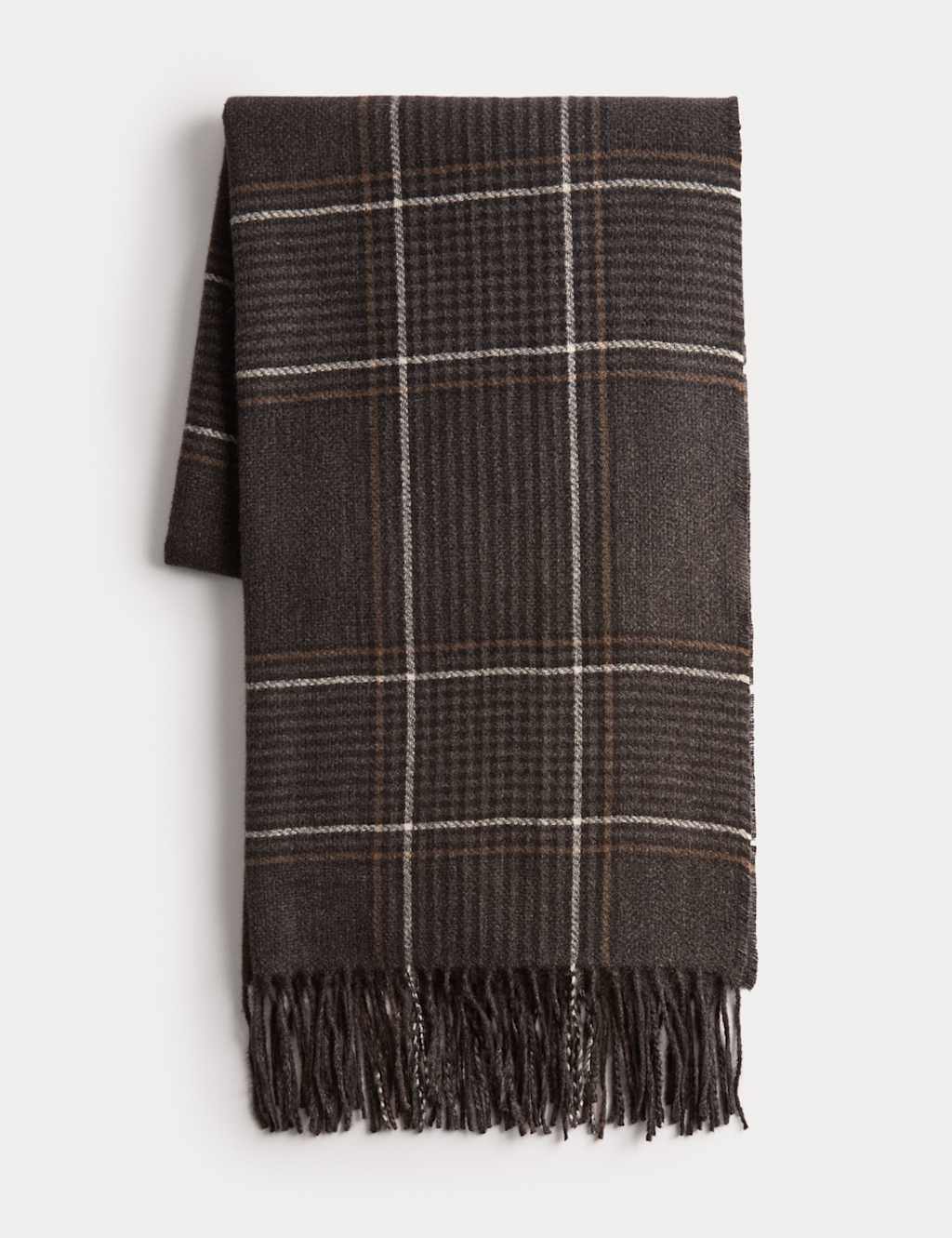 M&S Woven Checked Scarf Grey Mix
