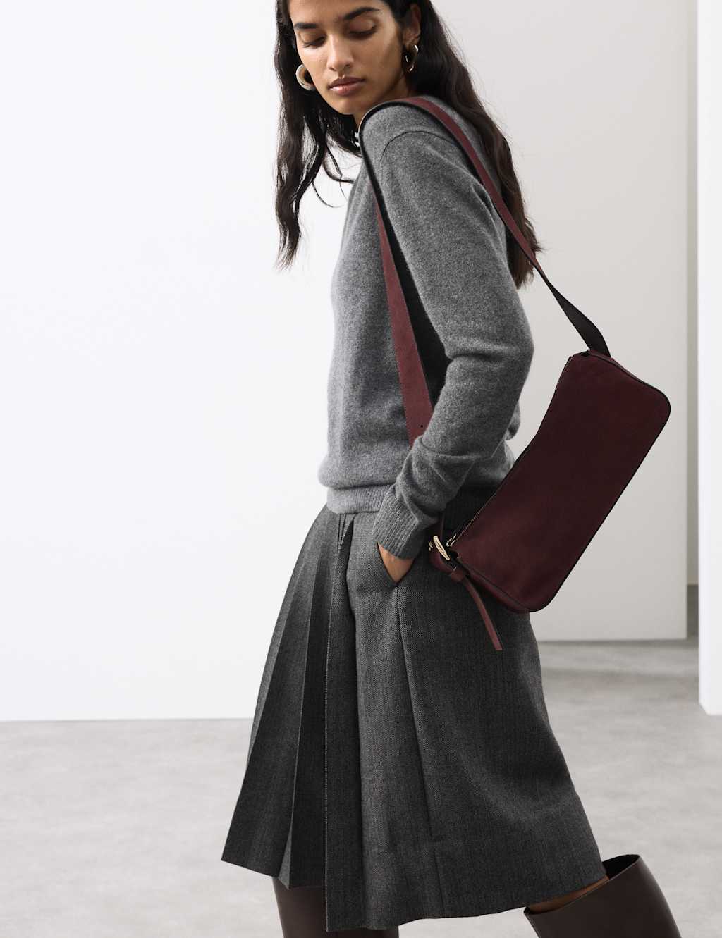 Autograph Women's Suede Boxy Sling Bag - Cherry Red