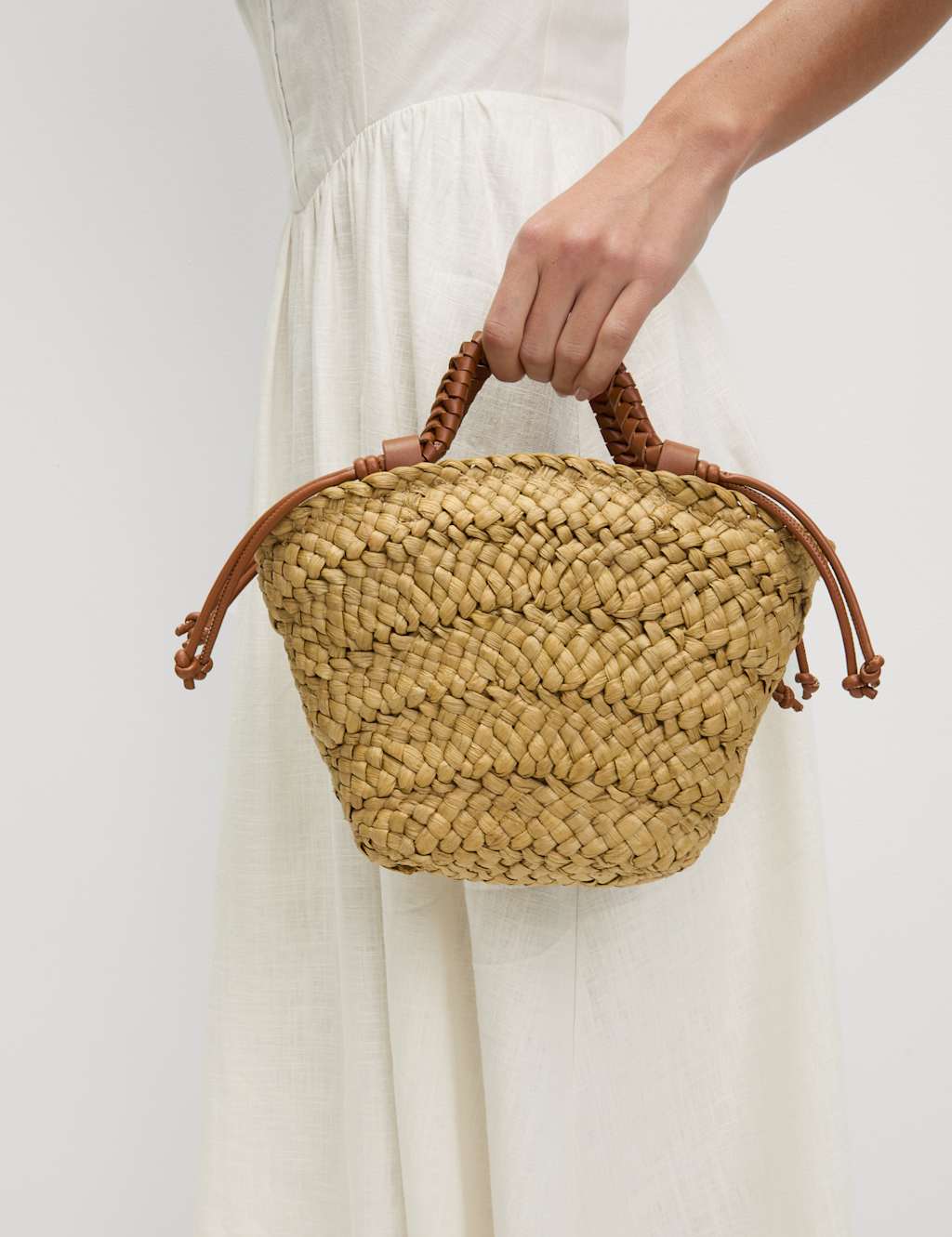 Straw Woven Mini Basket Shoulder Bag