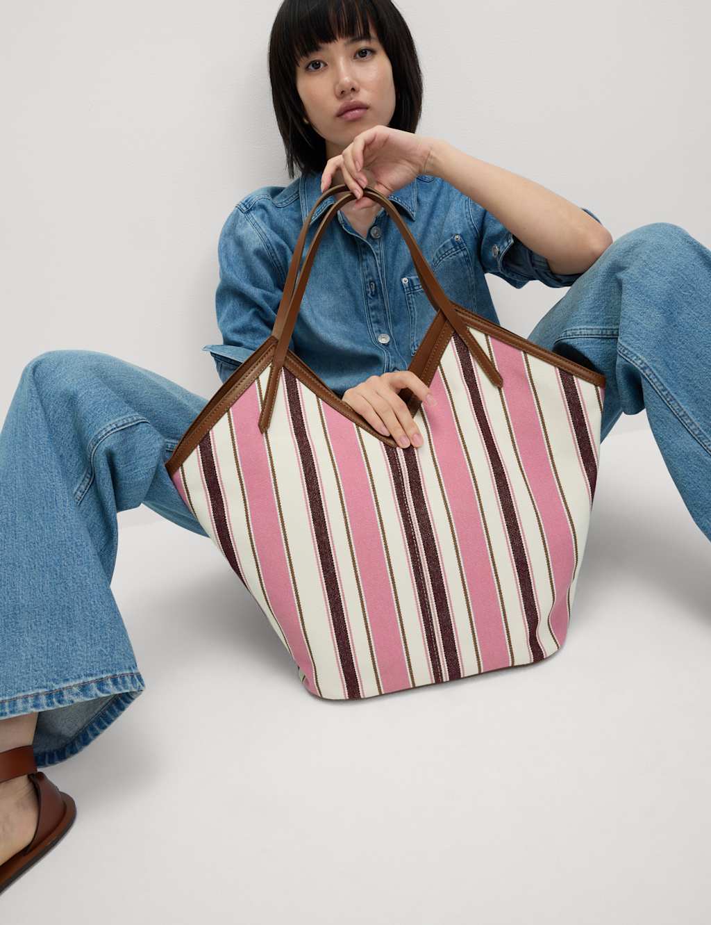 Canvas Striped Tote Bag